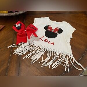 Girl Custom Designed Disney Shirt & Bow “Lola” Size 7/8